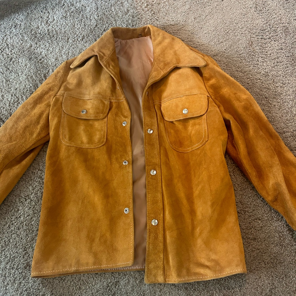 Vintage genuine leather, suede button up jacket